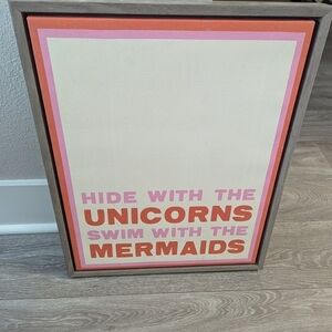 Framed Unicorn and Mermaid Quote Art